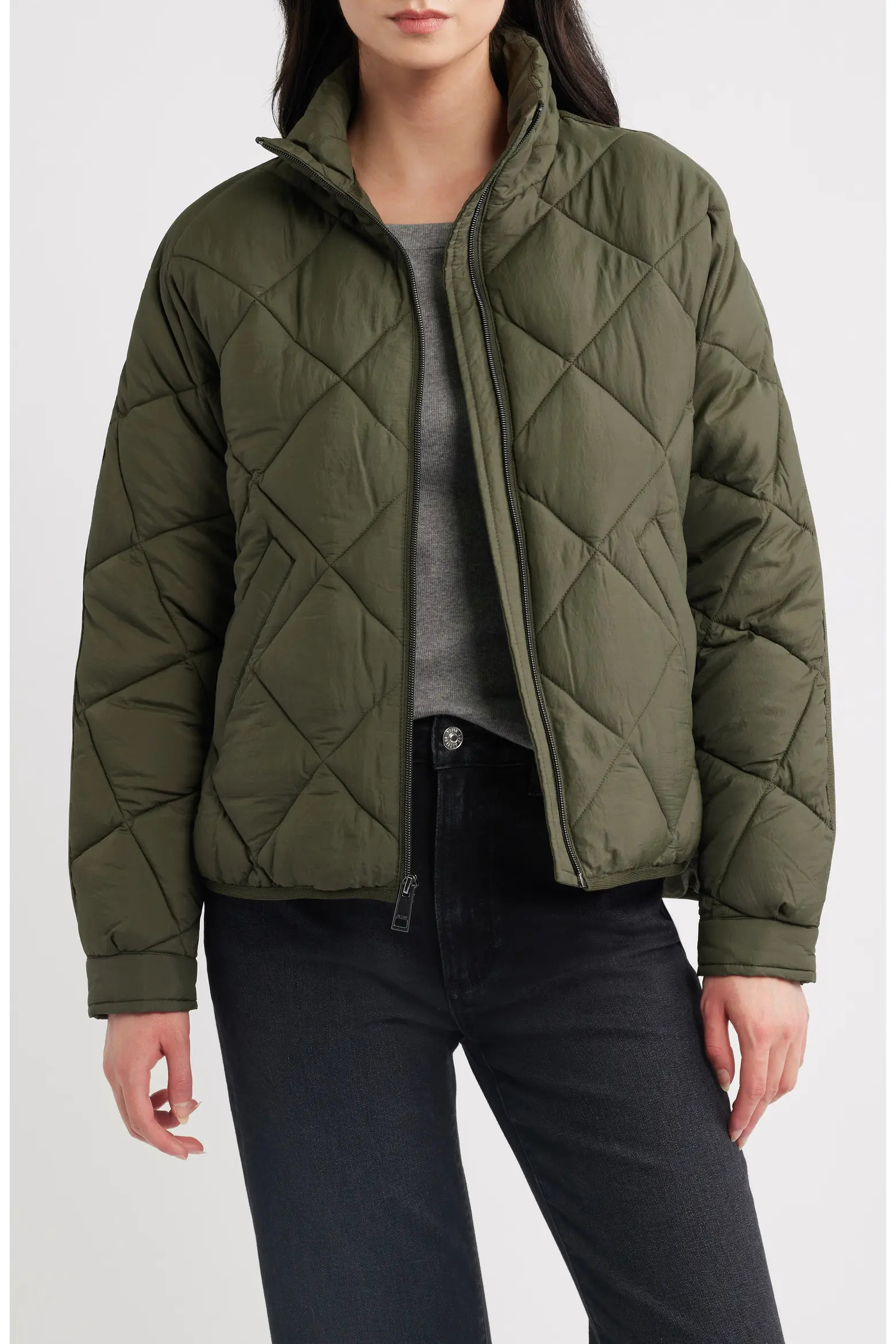 Crop Diamond Quilted Jacket (Women) | Nordstrom | Nordstrom