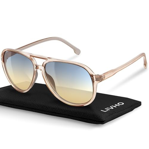 livho Trendy Polarized Aviator Sunglasses Women Men, Retro Sun Glasses for Women Men 2025, Oversized UV Protection Shades | Amazon (US)