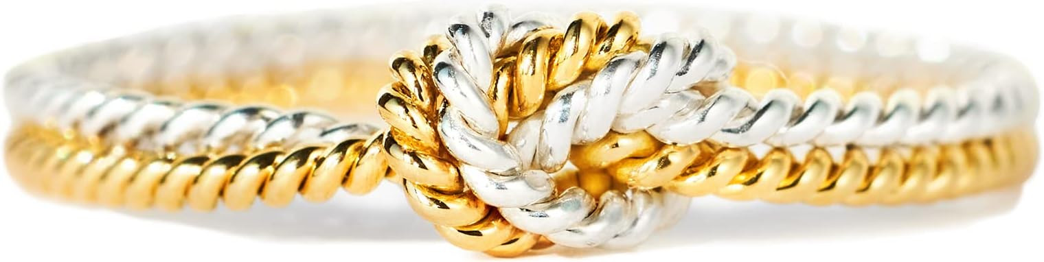 STORYJEWELLERY 925 Sterling Silver Two Tone Knot Ring, Gold and Silver Mixed Metal Rings for Wome... | Amazon (US)