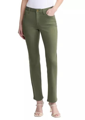 JONES NEW YORK Women's Petite Lexington Straight Leg Jeans, Green, 10P | Belk