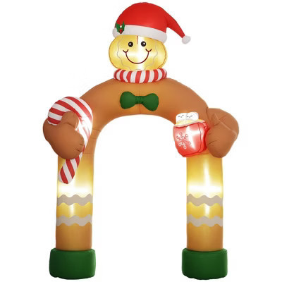 Outsunny 9.2' Christmas Inflatables Gingerbread Man Arch with White LED Lights for Lawn Garden Party | Target