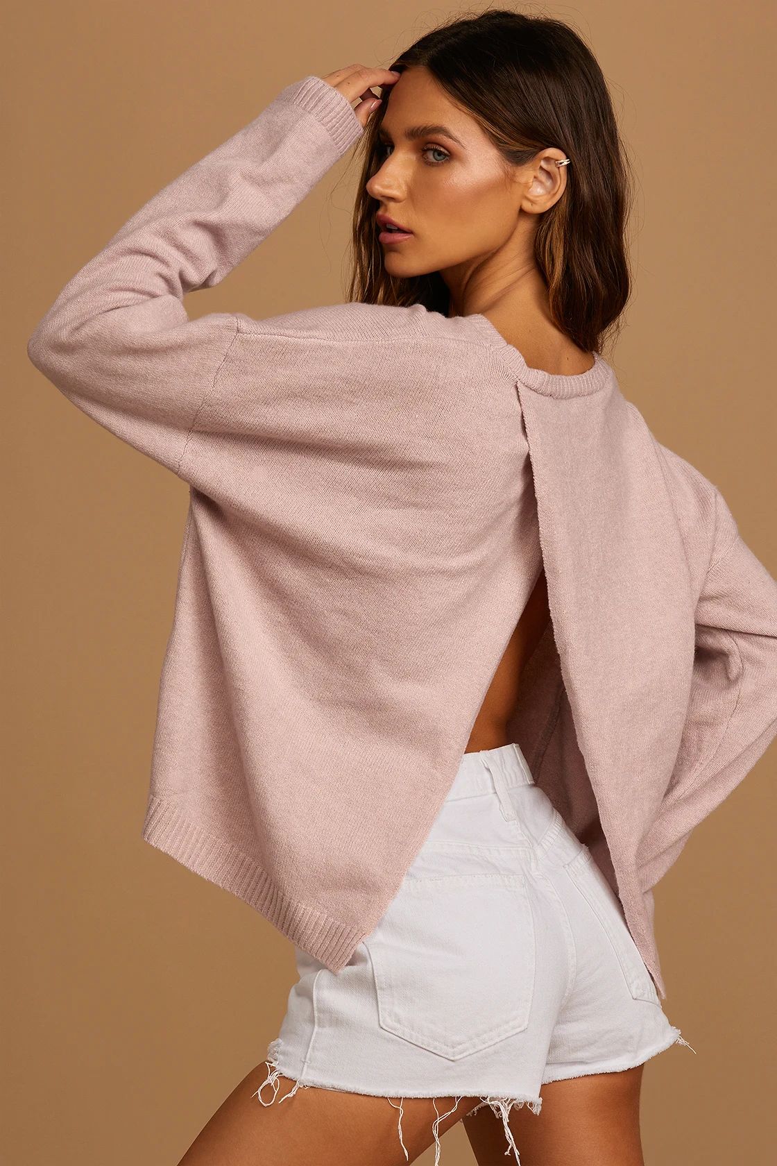 Countless Smiles Blush Knit Backless Sweater | Lulus (US)