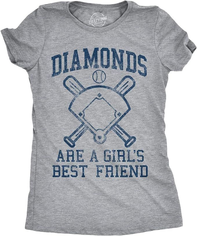 Womens Diamonds are A Girls Best Friend Tshirt Funny Cute Baseball for Ladies | Amazon (US)