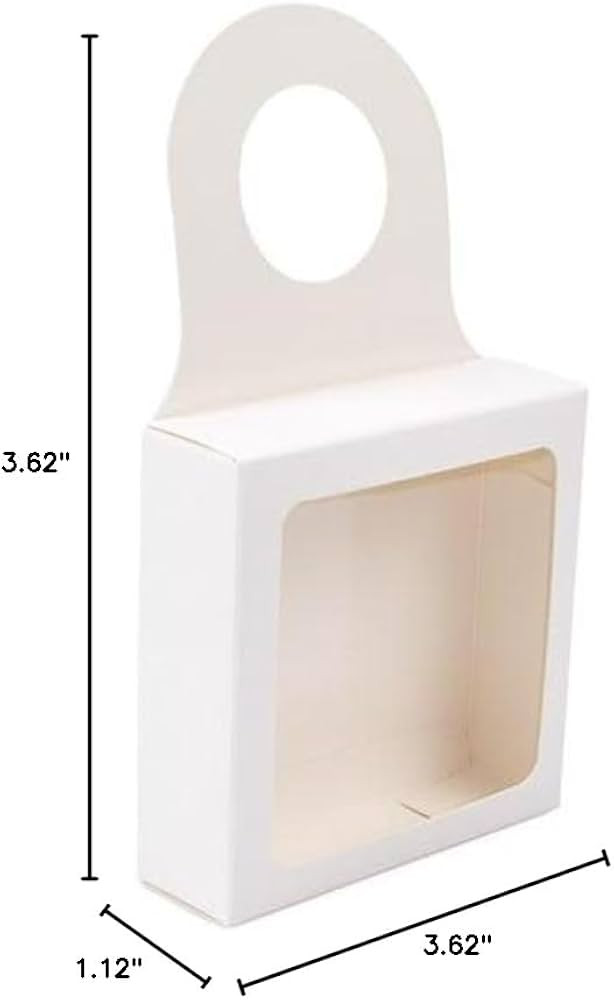 ClearBags White Paper Wine Bottle Box with Window, Size: 3 5/8" x 1 1/8" x 3 5/8", Hanging Foldab... | Amazon (US)