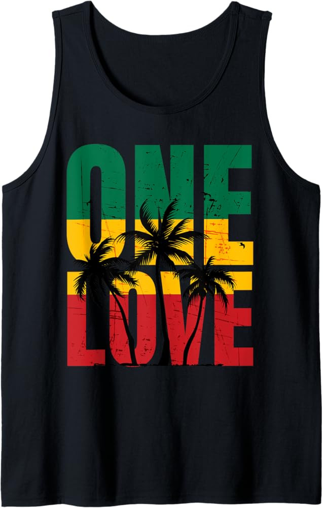 Rasta Reggae One Love Palm Tree Rastafari Jamaican Vacation Tank Top | Amazon (US)