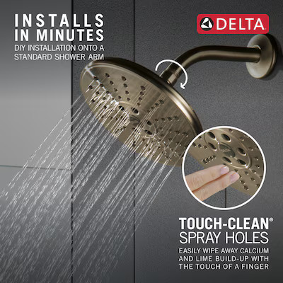 Delta Universal Showering Components Lumicoat Champagne Bronze 7.688-in Round Fixed Rain Shower H... | Lowe's