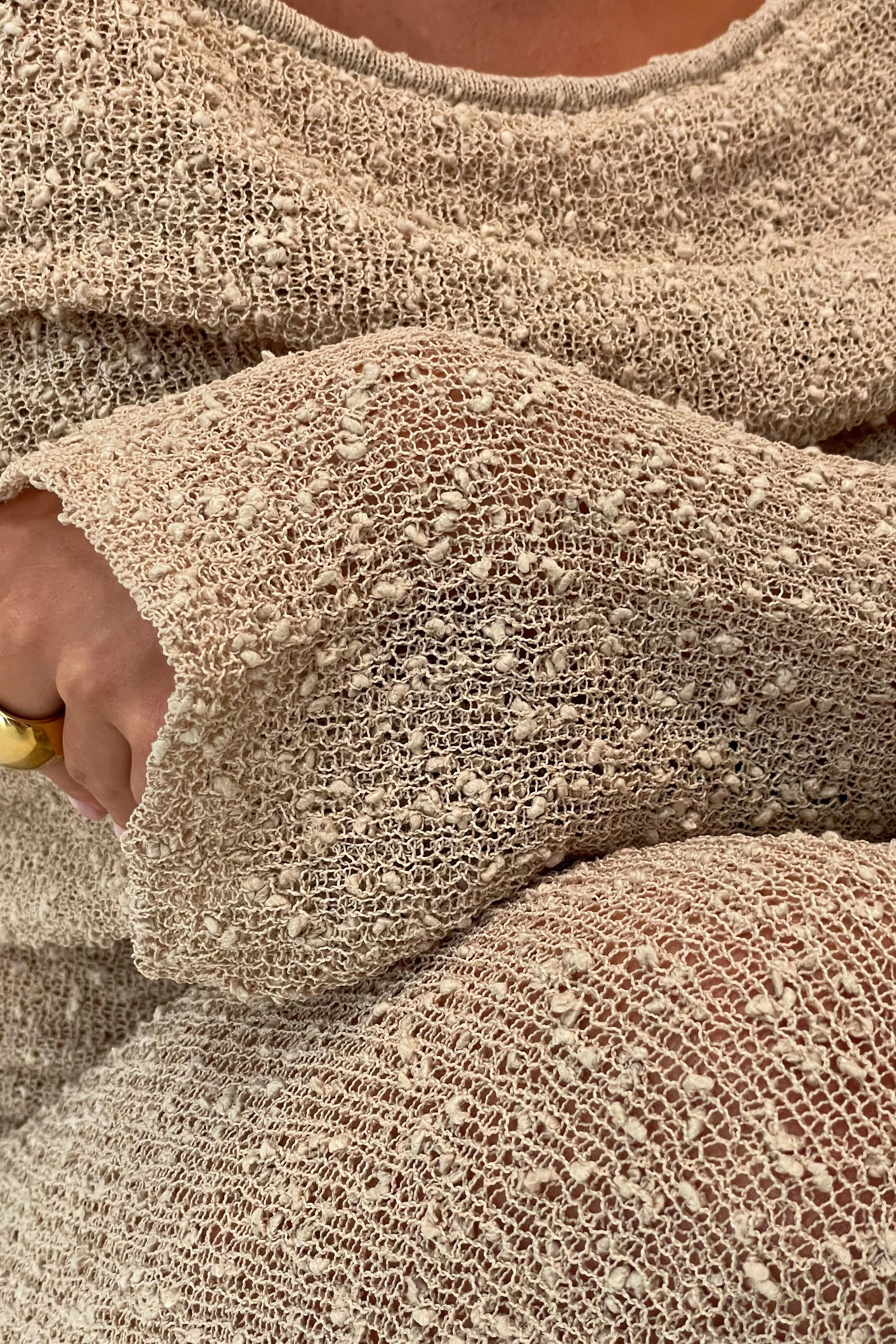 Marisol Off Shoulder Boucle Maxi Dress - Wheat | MESHKI US