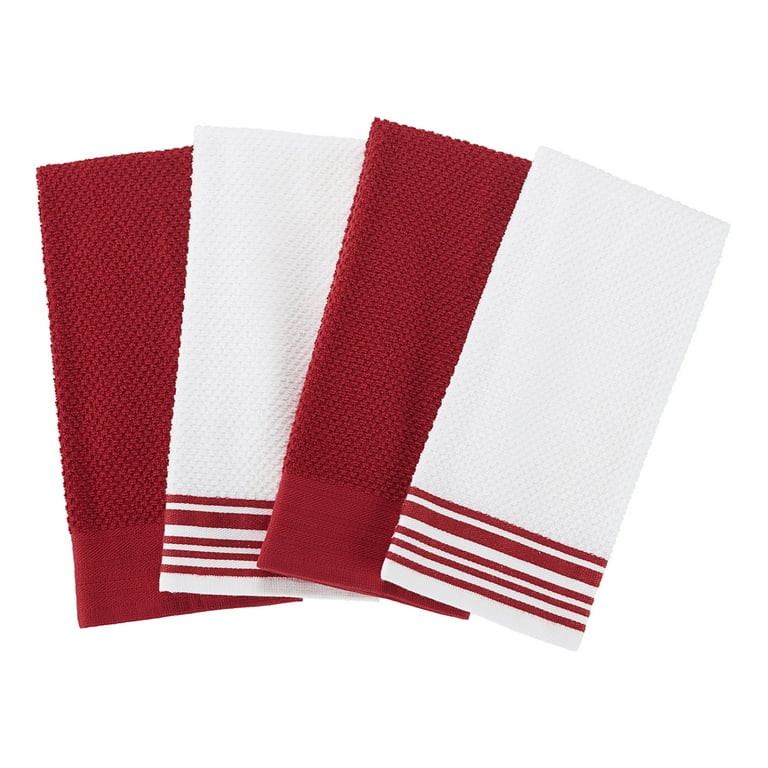 Mainstays 4-Pack 16”x26” Woven Kitchen Towel Set, Red Sedona - Walmart.com | Walmart (US)