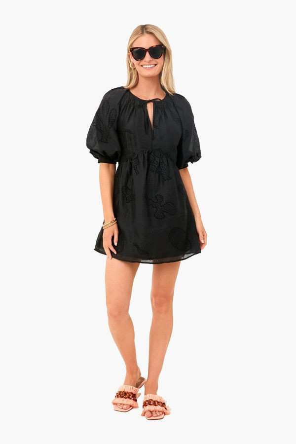 Noir Eyelet Puff Sleeve Dress | Tuckernuck (US)