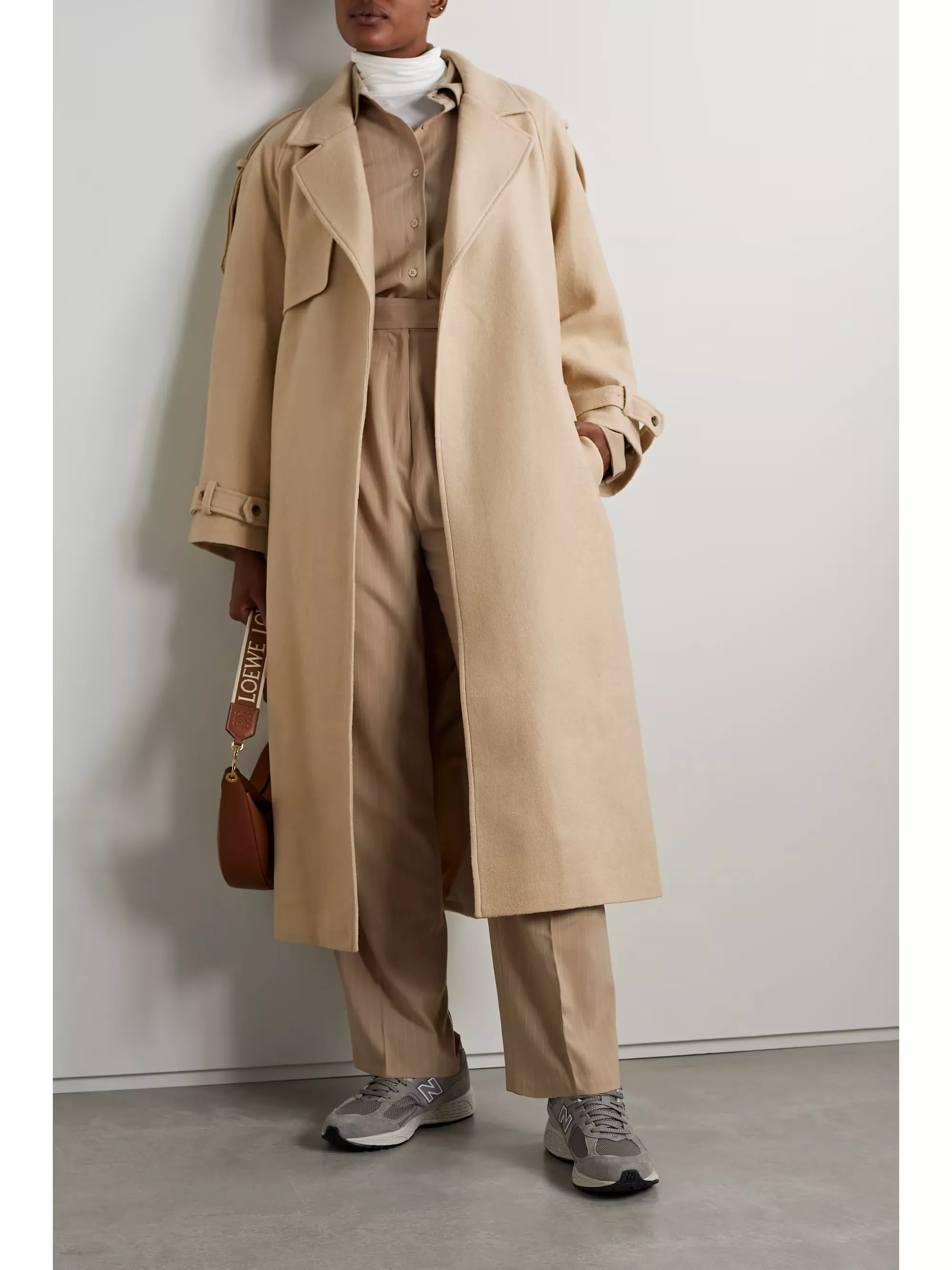 Belted wool blend outlet trench coat