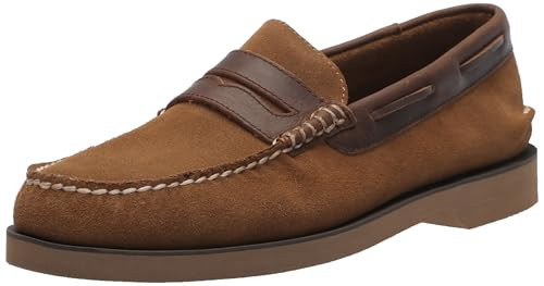 Sperry Mens Shoes Men's Authentic Original Penny Double Sole Loafer, Dark Tan Suede, 10 Wide | Amazon (US)
