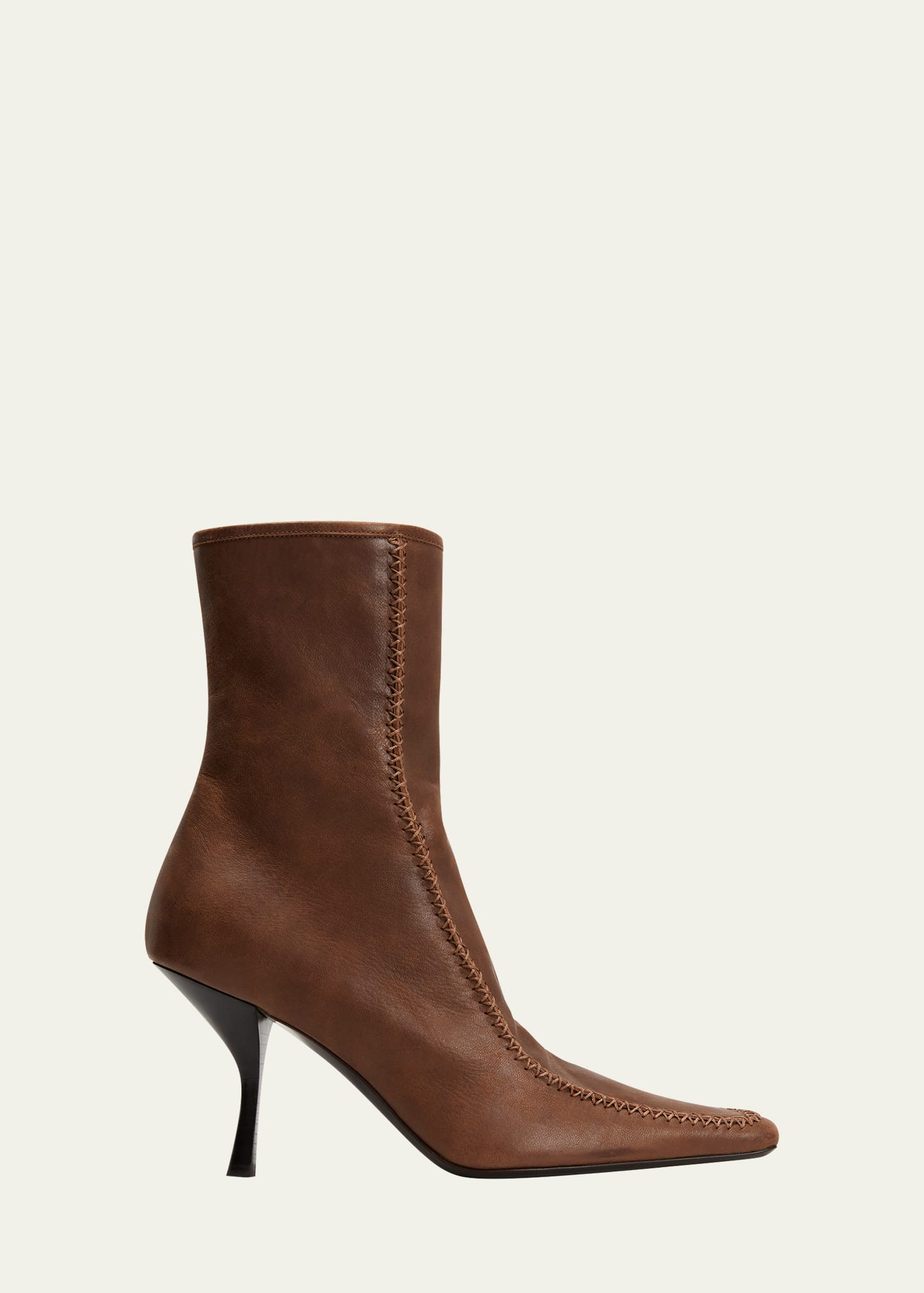 THE ROW Romy Leather Stiletto Ankle Booties | Bergdorf Goodman