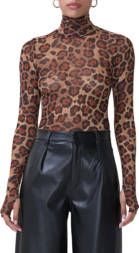 Zadie Print Mesh Turtleneck Top | Nordstrom