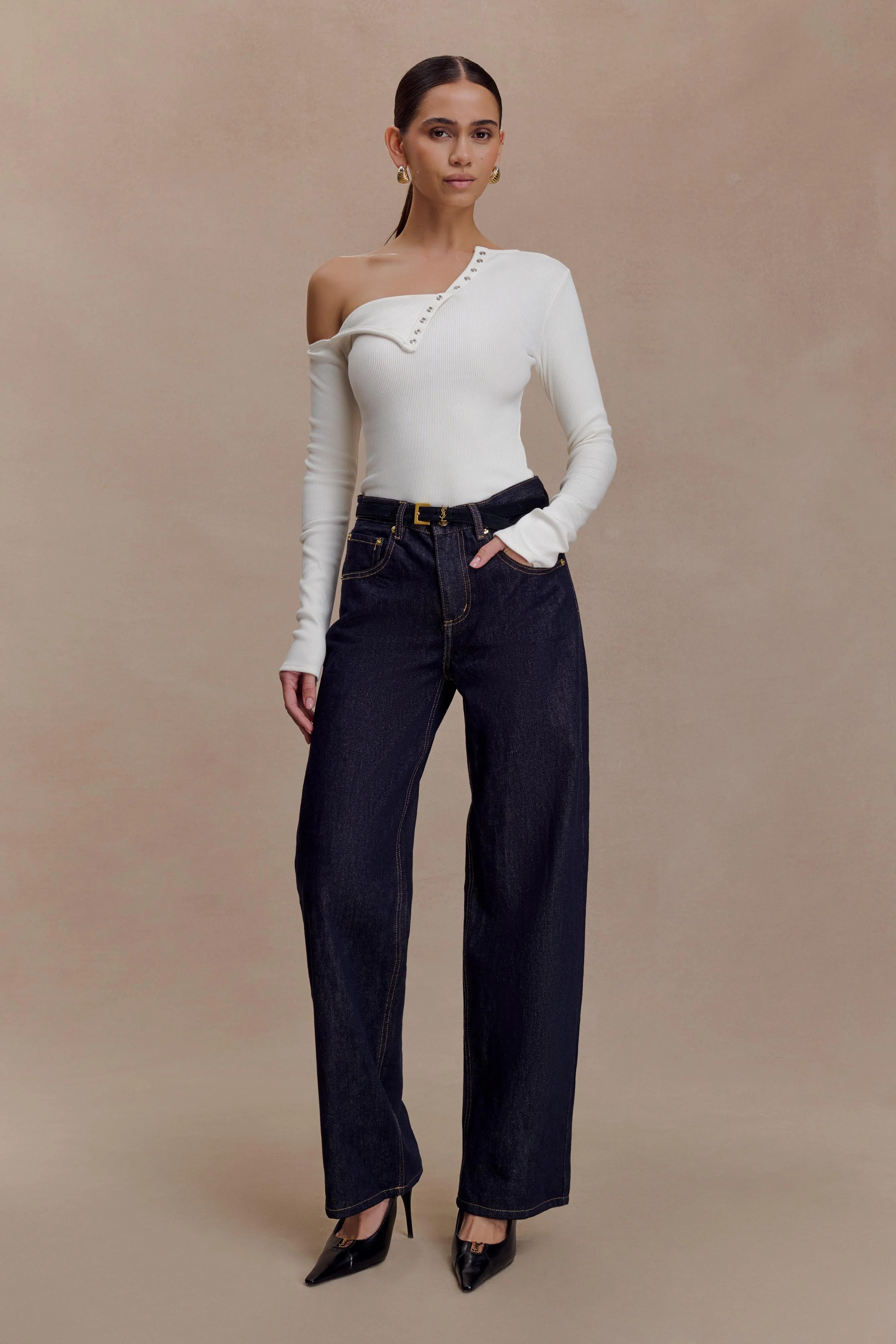 Marisol Marisol Off Shoulder Boucle Maxi Dress - Ivory | MESHKI US