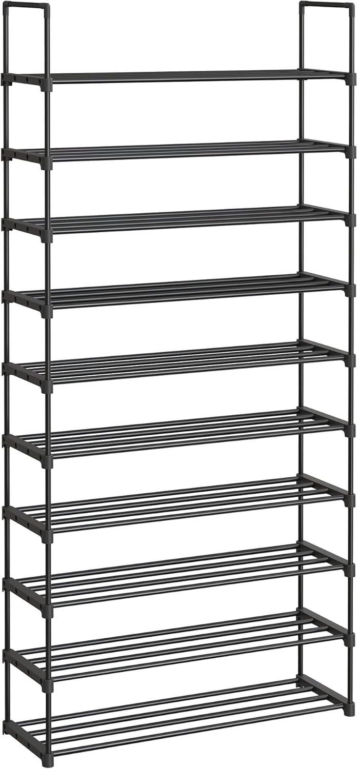 SONGMICS 10 Tier Shoe Rack, Tall Shoe Rack, Slim Shoe Storage, Metal, Space Saving, Dressing, Ent... | Amazon (UK)