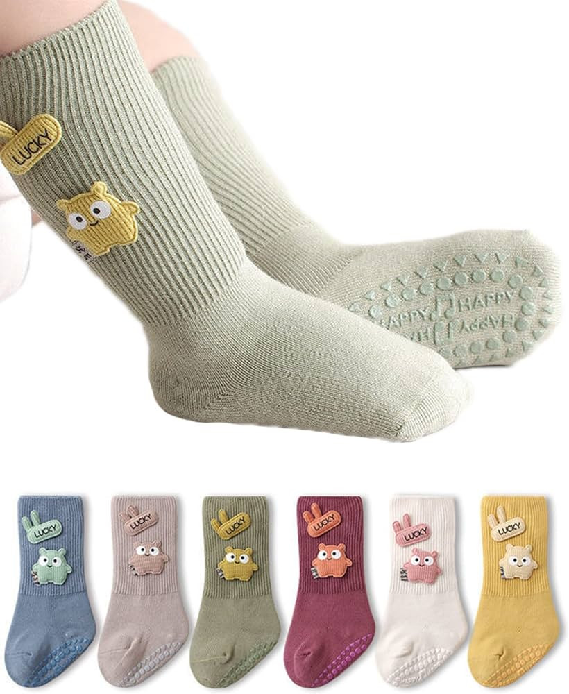 Baby Boys Girls Non-skid Socks Toddler Infant Knee High Non-Slip Socks with Grips Anti-Slip Crew ... | Amazon (US)
