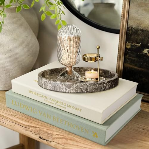 1DOT2 Aesthetic Decorative Books -Set of 2 Minimalist Linen Hardcover Faux/Fake Books for Coffee Table Home Decor Living Room Decoration, Photo Storage or as a Keepsake Box(Sage-beige-musician) | Amazon (US)