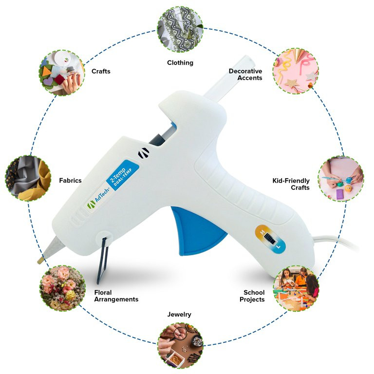 AdTech Dual Temp Full Size Hot Glue Gun, 2 Temperatures - High & Low, 1 Each, White | Walmart (US)