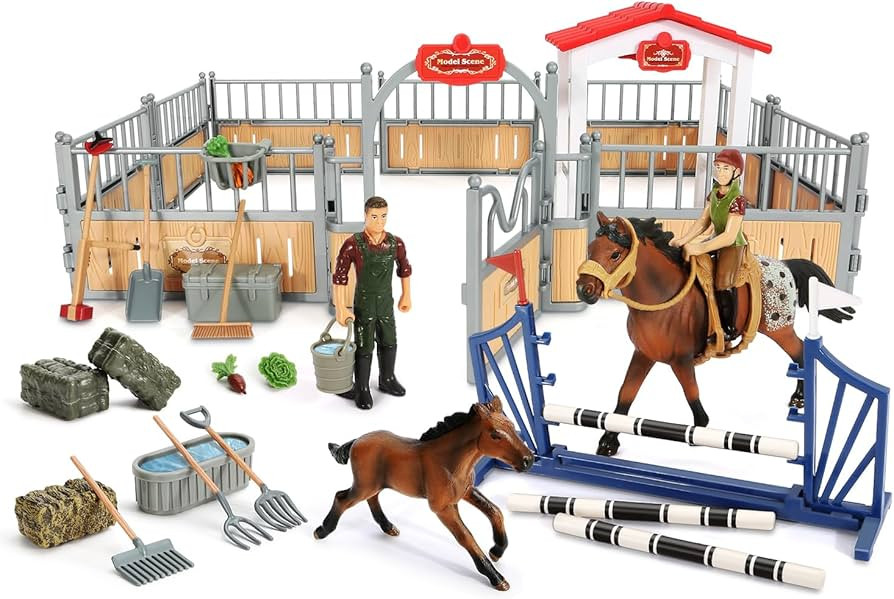 WELIN Horse Stable Playset, Horse Toys Set for Girls Boys 3-5 6-12, 26pcs Horse Barn Stall Set, F... | Amazon (CA)