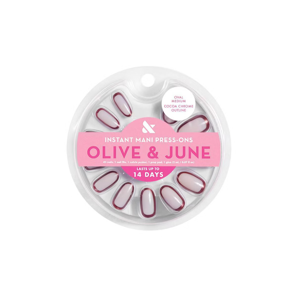 Olive & June Press-On Fake Nails - M Oval - Cocoa Chrome Outline - 42ct | Target