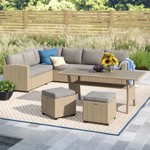 Jett 6 - PersonWicker / Rattan Outdoor Sofa Seating Group with Cushions | Wayfair North America