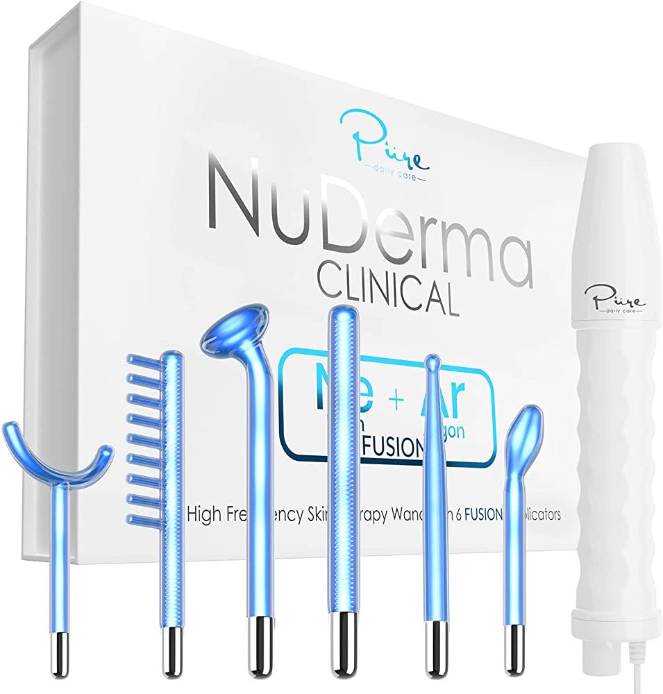 NuDerma Clinical Skin Therapy Wand - Portable High Frequency Skin Therapy Machine w 6 Fusion Neon... | Amazon (US)