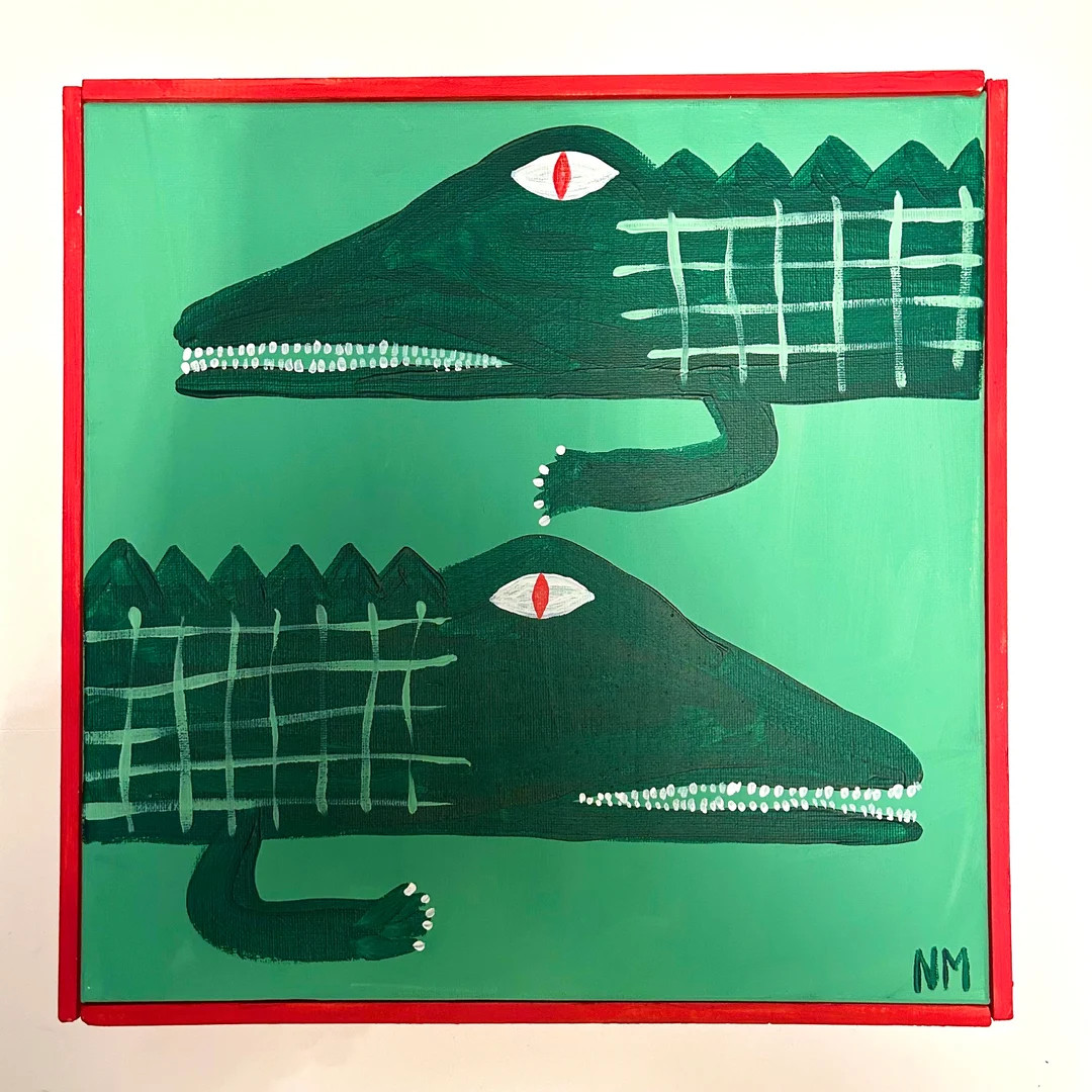 Two Green Crocodiles. Acrylic Painting on Canvas. by Nancy Mckie. Original Contemporary Artwork. ... | Etsy (US)