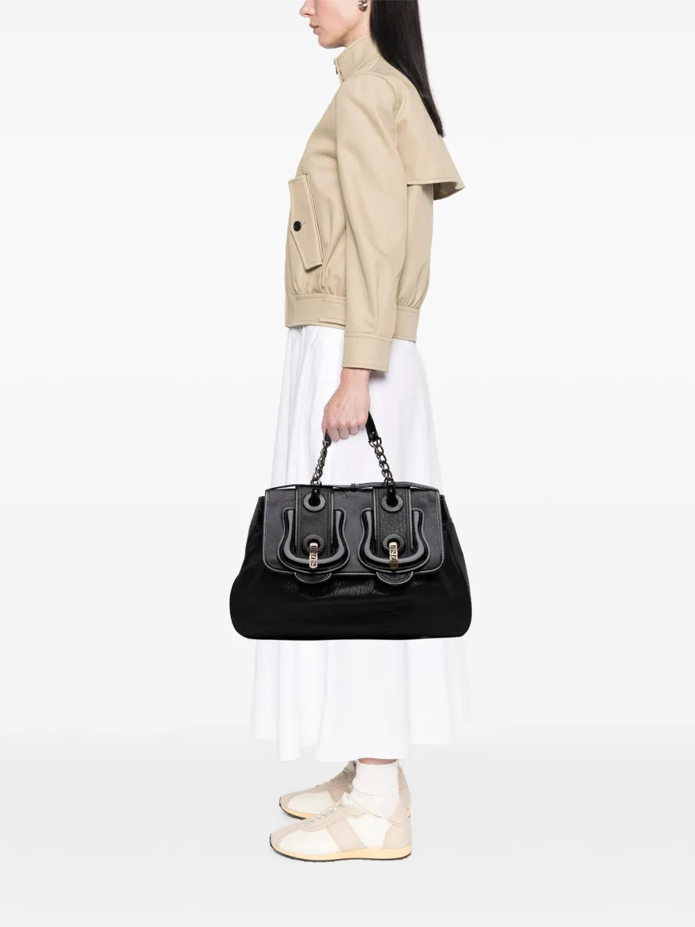 Fendi Pre-Owned 2000-2010 Large Leather B Bis Top Handle Bag Handbag | Black | FARFETCH | Farfetch Global