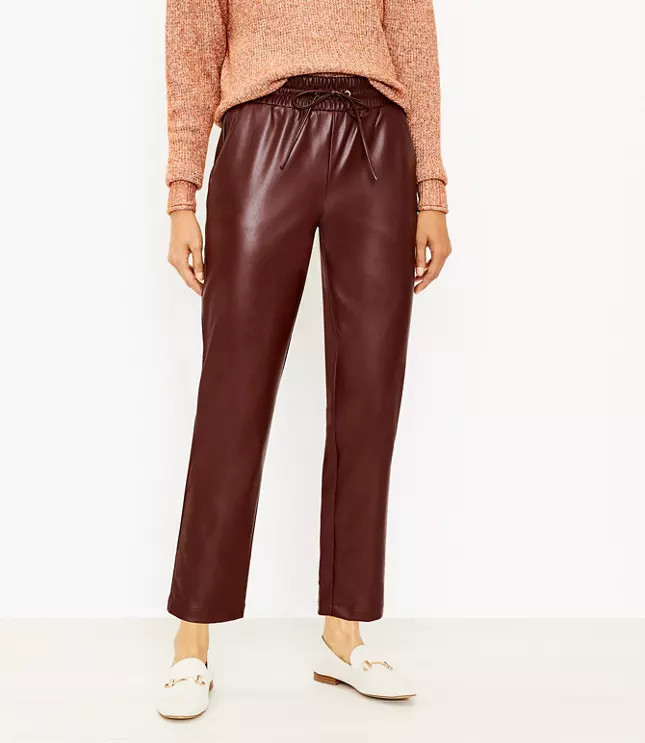 Pull On Slim Pants in Faux Leather | LOFT