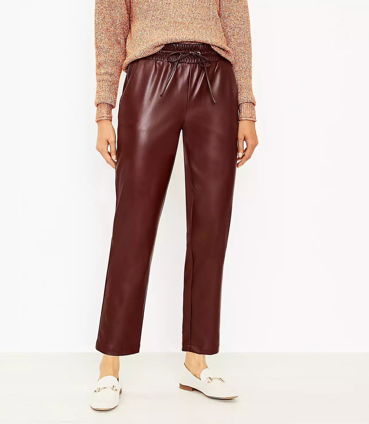 Pull On Slim Pants in Faux Leather | LOFT
