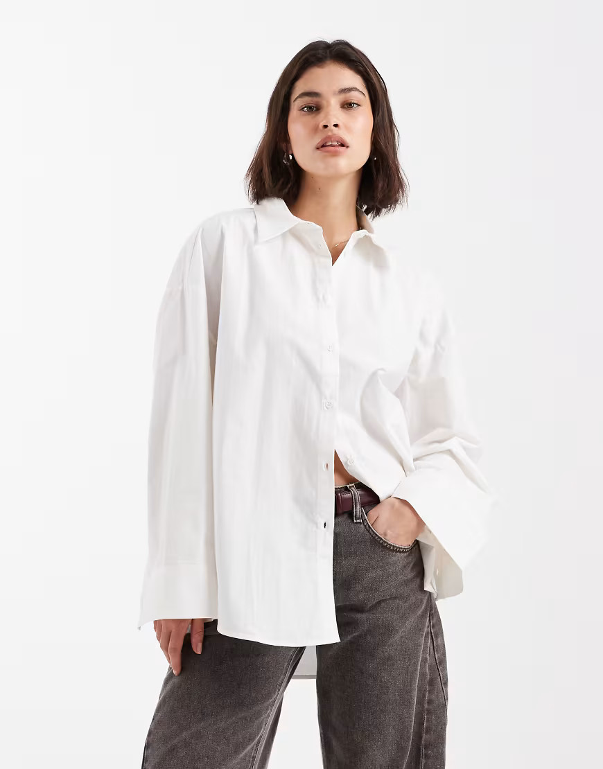 ASOS DESIGN oversized shirt with wide sleeves in white | ASOS (Global)