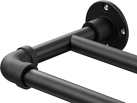 Double Curtain Rods for Windows 48 to 84 inch - Heavy Duty Industrial Curtain Rods - Adjustable W... | Amazon (US)