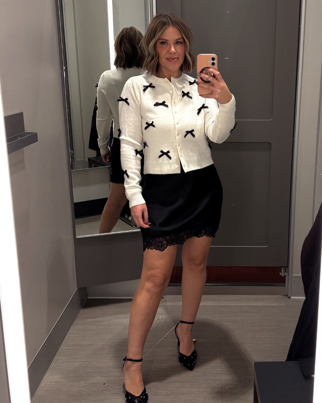 TARGET OUTFIT
I know it’s not red and green but this would still make a cute holiday outfit or date night look! I love the bow cardigan and this lace trim mini satin skirt has a stretchy waist band and is super comfortable!!
#target #targetlook #targetoutfit #targetstyle #targetfashion #holidaylook #dayenightlook #holidayoutfit #dayenightoutfit #trendyoutfit


#LTKSeasonal #LTKHoliday #LTKFindsUnder100