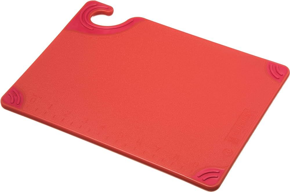 San Jamar Saf-T-Grip Plastic Cutting Board with Safety Hook, 9" x 12" x 0.375", Red | Amazon (US)