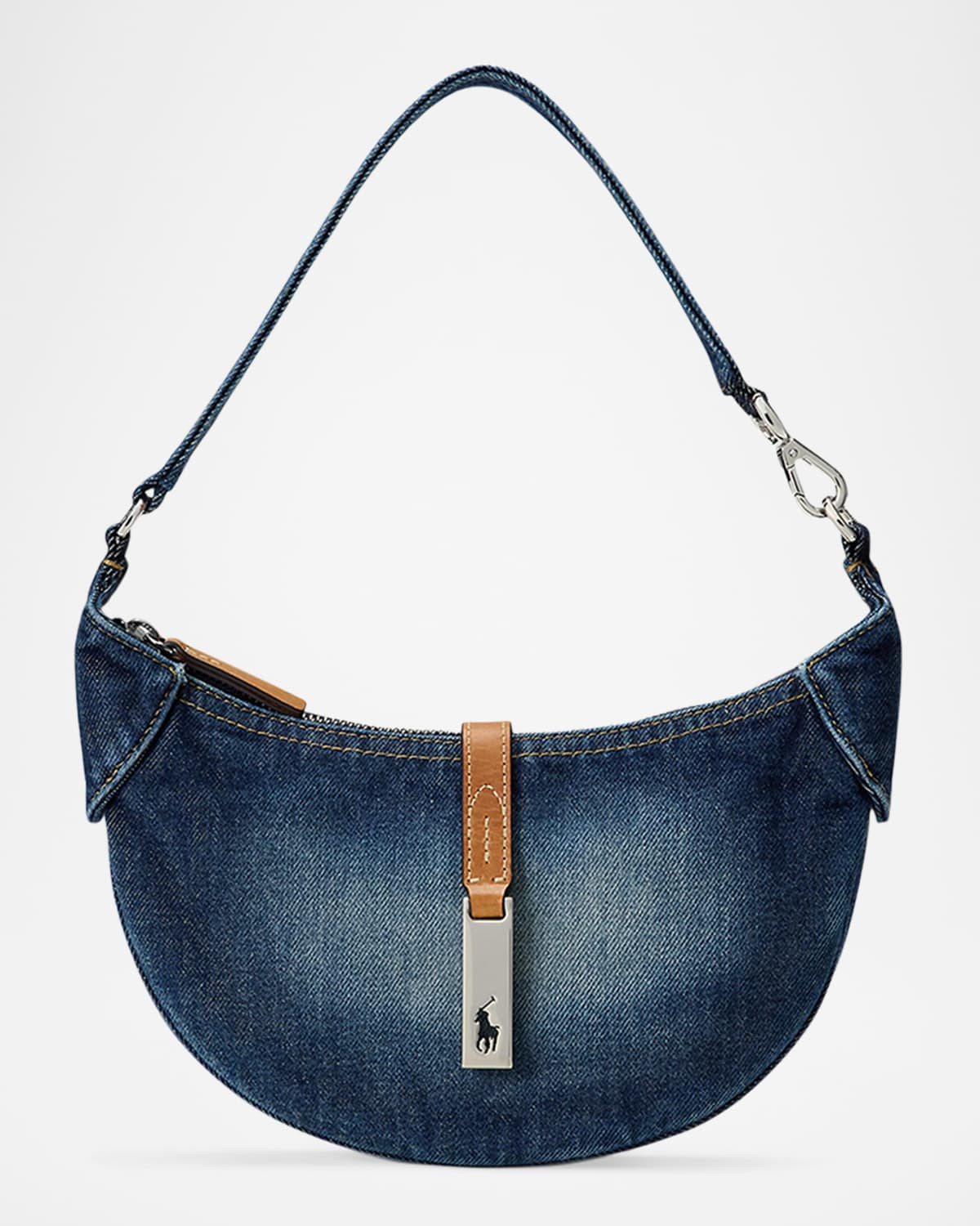 Polo ID Small Denim Leather Shoulder Bag | Neiman Marcus