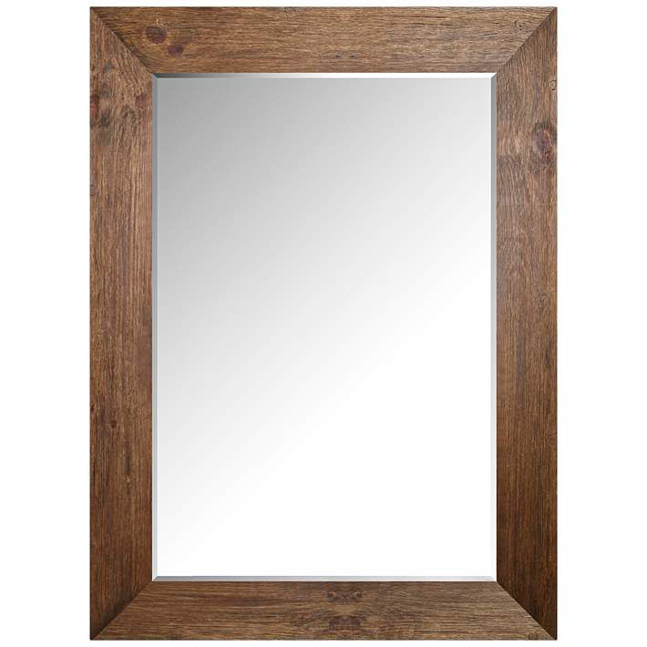 Northwood Brown Pine Hand-Stained 34" x 46" Wood Wall Mirror | LampsPlus.com