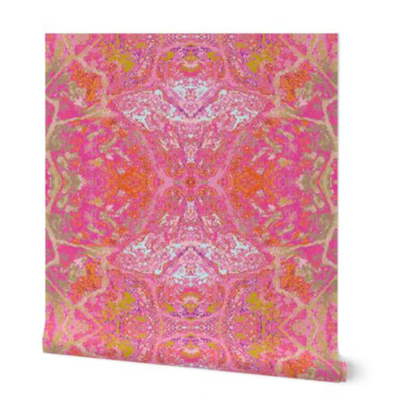 Tortoise Shell in Lipstick Pink Orange & Ice Blue Wallpaper - Etsy | Etsy (US)
