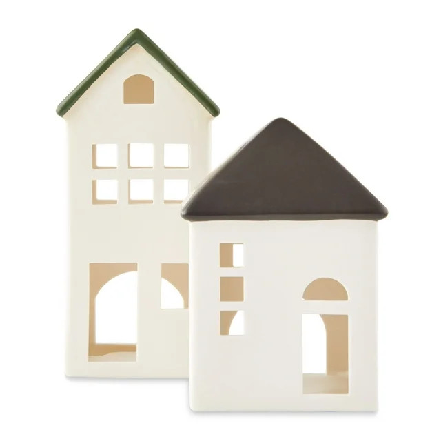Holiday Time White House Black Roof Tabletop Christmas Decorations, 2 Pack | Walmart (US)