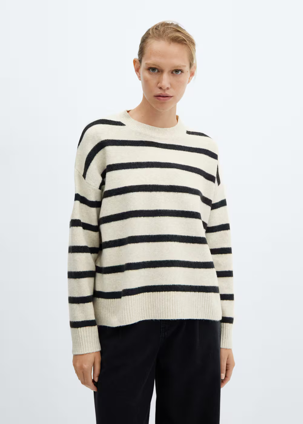 Round-neck striped sweater -  Women | Mango USA | MANGO (US)