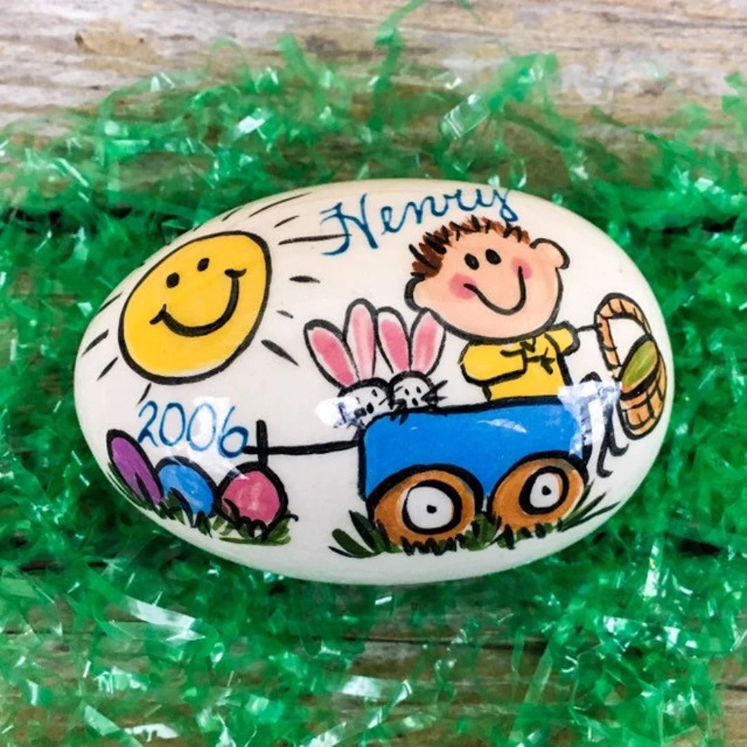 Kid in a Wagon - Personalized Ceramic Easter Egg | Etsy (US)