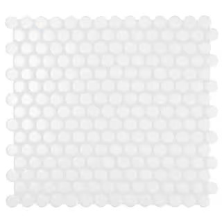 Daltile Restore Satin White 10 in. x 11 in. Glazed Ceramic Penny Round Mosaic Wall Tile (8.3 sq. ... | The Home Depot