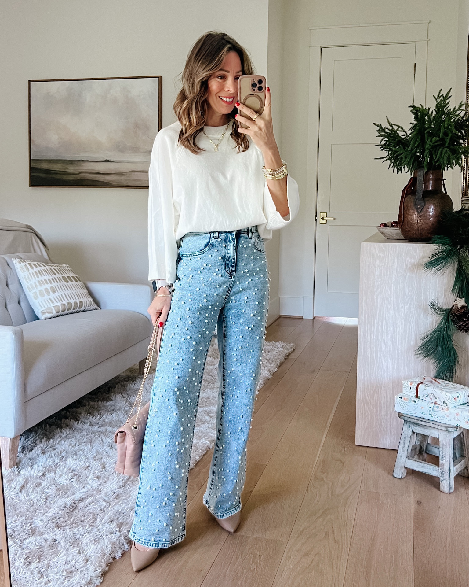 These pearl embellished jeans are the perfect party look 

Sweater Fit: I’m wearing a Small

Jeans Fit: I’m wearing an XS

#LTKFindsUnder50 #LTKHoliday #LTKPetite