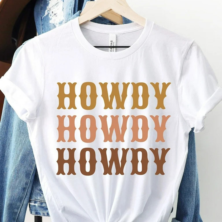 Kiraa Tee With Howdy T-Shirt, Western Shirt, Southern Shirt, Retro Shirt, Boho Tee, Cowboy Shirt,... | Walmart (US)