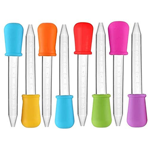 Shuiniba 5ml Liquid Droppers Medicine Silicone and Plastic Pipettes Eye Dropper with Bulb Tip for Kids Candy Molds (8 Pack） | Amazon (US)