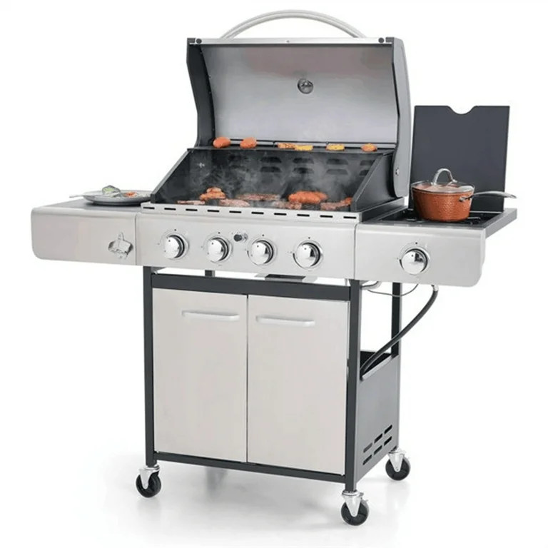Summit Living 4 Burner Propane Gas Grill with Side Burner Stainless Steel | Walmart (US)