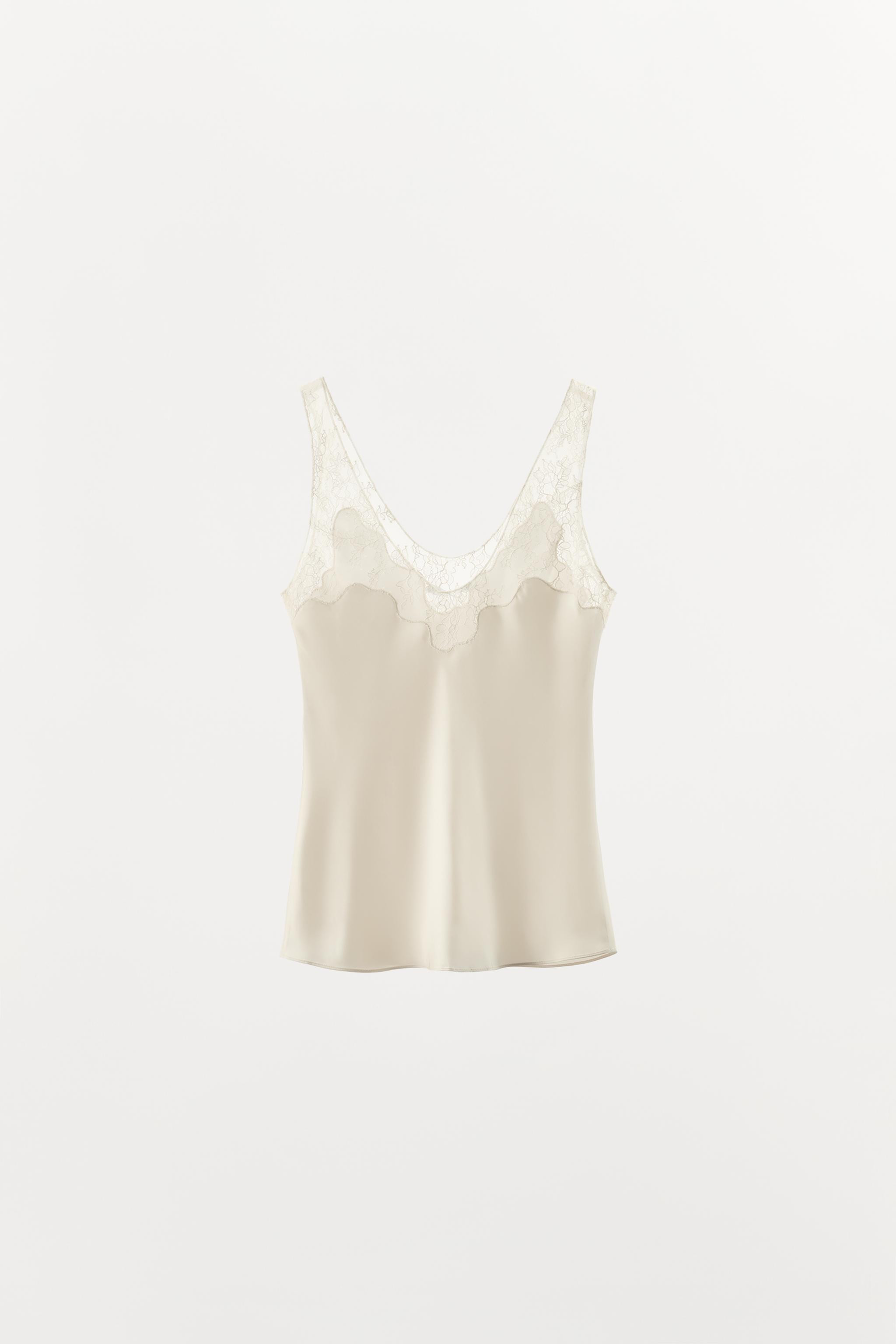 SATIN LACE CAMISOLE TOP | Zara US