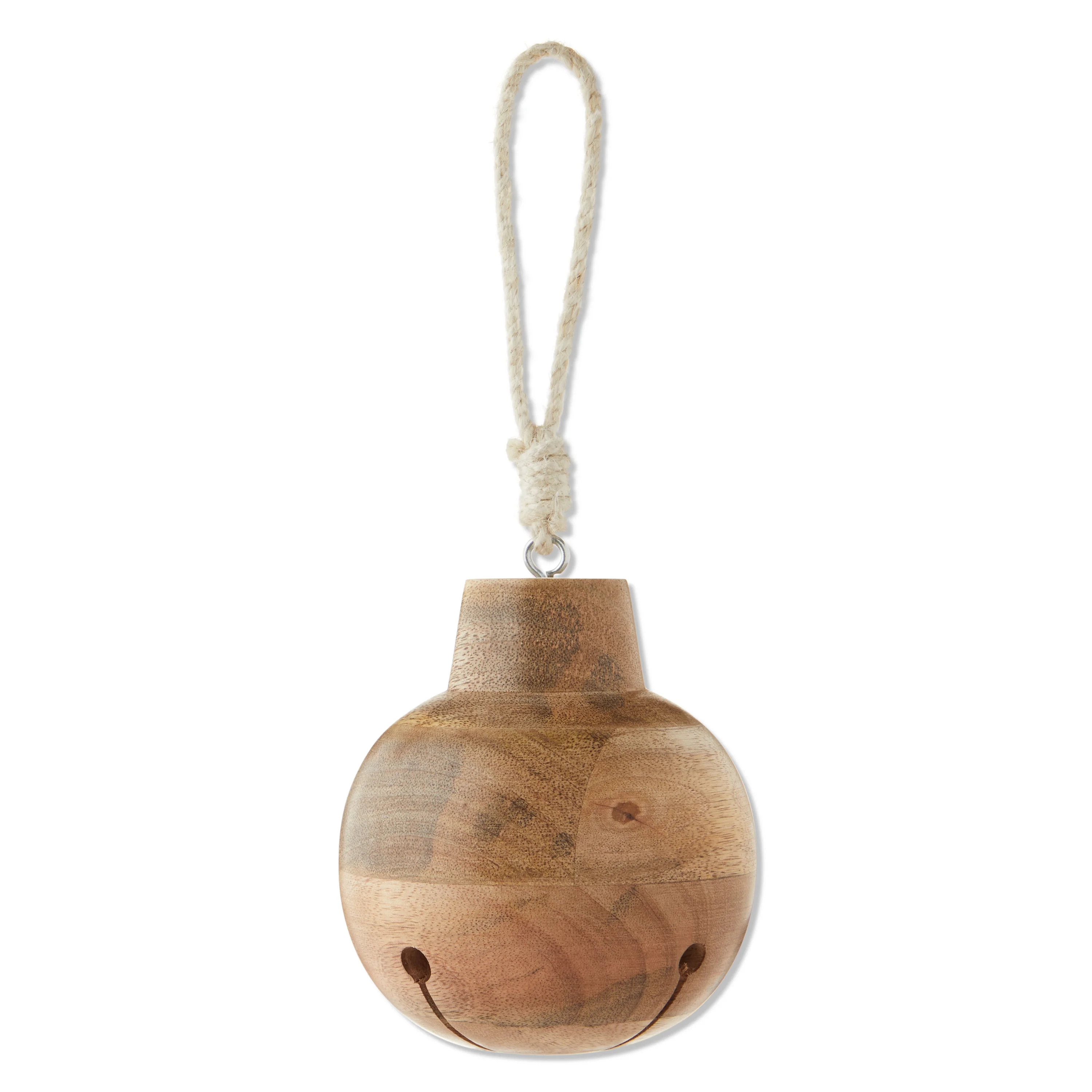 Natural Finish Wooden Jingle Bell Christmas Ornament, 6.25 in, by Holiday Time | Walmart (US)