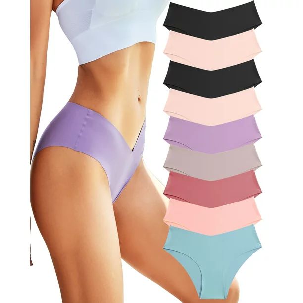 FINETOO Women’s Seamless Bikini Panties Soft Stretch Invisibles Briefs No Show Hipster Underwea... | Walmart (US)