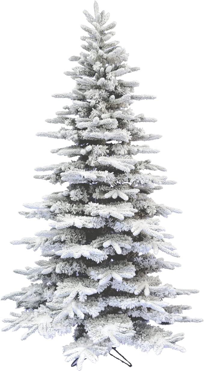 Fraser Hill Farm 7.5-Feet Unlit Mountain Pine Snow Flocked Artificial Christmas Tree, Heavily Flo... | Amazon (US)