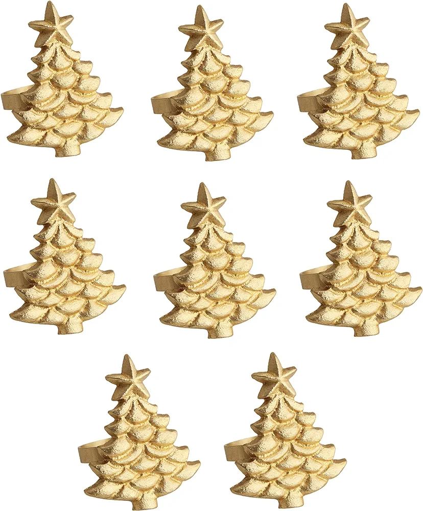 COTTON CRAFT Christmas Tree Napkin Rings - 8 Pack - Merry Xmas Hallelujah Holiday Dining Table Ha... | Amazon (US)